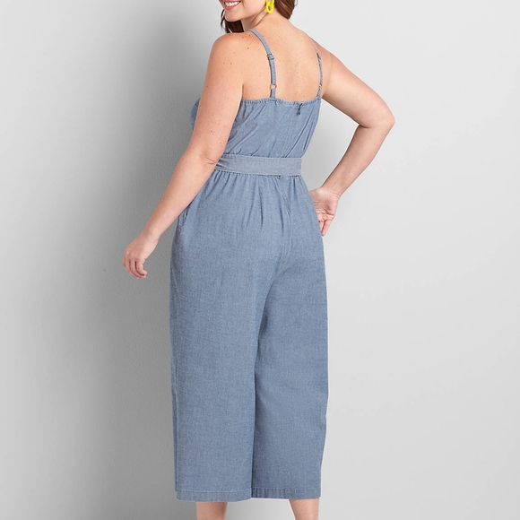 Lane Bryant Cami Chambray Jumpsuit 18 - Picture 3 of 3